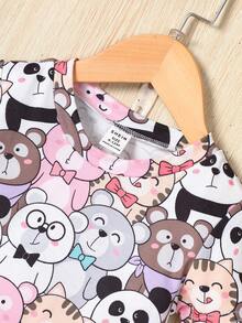 SHEIN 嬰兒卡通圖案T恤和短褲 - 彩色 - 查看 8