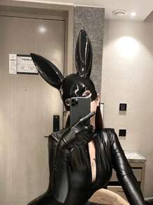 1入組女性素色耳朵裝飾龐克戲服面罩適合派對