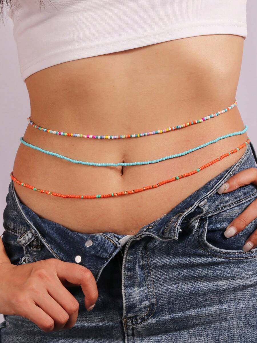 3 Cái/bộ Chuỗi Màu Khối Đính Hạt Thời Trang Cho Phụ Nữ Để Trang Trí Hàng Ngày - Nhiều màu - Xem 1