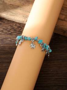 1 Bohemian Vintage Xanh Ngọc Đính Hạt Tai Voi Mặt Dây Chuyền Chuỗi Vòng Tay Cho Nữ Có Niên Đại Quà Tặng - màu xanh lá - Xem 3