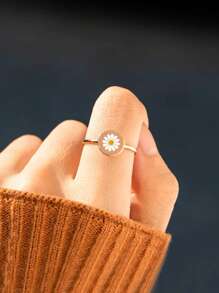 Anillo con diseño flor plata - Oro rosa - Ver 2