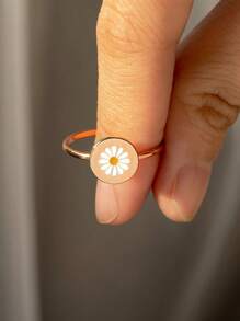 Anillo con diseño flor plata - Oro rosa - Ver 5