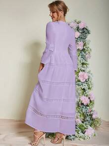 Eilly Bazar Solid Appliques A-line Dress - Mauve Purple - View 2