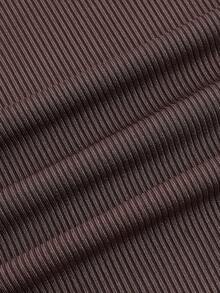 ROMWE Goth 素色繞頸抽繩褶邊後背繫帶連衣裙 - 巧克力棕 - 查看 3