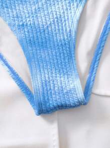 Swim Lushoire Summer Beach Tie Dye Ribbed Bikini Set Halter Triangle Bra & Bikini Bottom 2 Pieces Bikini