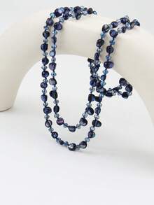 1入組簡約優雅120厘米人造水晶和貝殼長串珠項鍊女式 - 彩色 - 查看 3