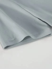 SHEIN LUNE Áo thun nữ màu trơn Giải trí - Màu Xám nhạt - Xem 4