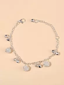 1入組鈴鐺珠子裝飾手鏈適用於女士約會和節日禮物 - 銀色 - 查看 1