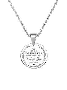1入組送給兒子/女兒勵志禮物項鍊帶有“/爸爸永遠不會忘記我愛你”字樣家庭珠寶禮物 - 白色 - 查看 1