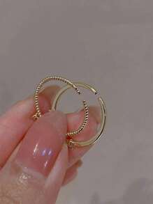 件精緻女款心型水晶戒指，時尚配件，適合日常佩戴、婚禮、派對 - 金黃色 - 查看 5