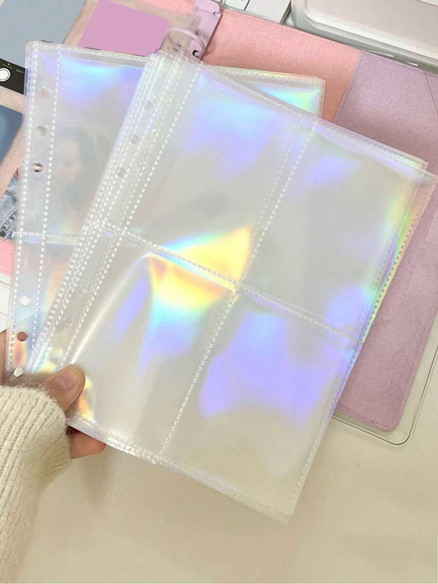 10 件全息透明相册页补充装，简单多用途相册页，适用于活页相册，返校，学校用品 - 彩色 - 查看 1