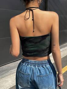 DAZY Tie Dye Tube Top - Dark Green - View 2