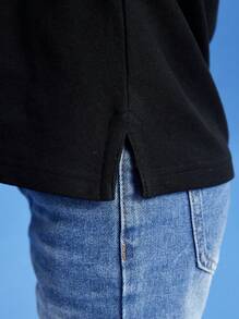 SHEIN Boys Solid Polo Shirt - Black - View 6