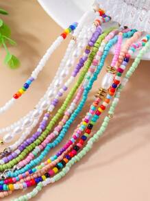 5入組隨機貝殼裝飾串珠項鏈