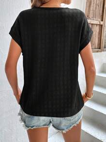 INAWLY Solid Batwing Sleeve Tee - Black - View 2