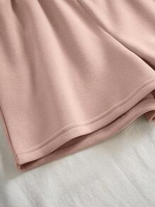 INAWLY Women Two-piece Outfits Kolor Kantong Zip Plain Casual - Dusty Pink - View 5