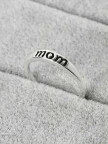 1pc Silver Mom Ring With English Letter For Mother's Day Gift - Silver - View 2