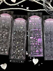 1pc Holographic Mixed Pattern Assorted Sticker, Simple Multi-purpose Sticker For DIY Craft, Decoration, Hand Account - Multicolor - View 2