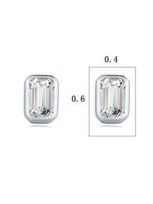 1對簡約時尚方晶鋯石鑲嵌方形銀耳釘女式優雅閃亮耳飾適合約會、節日、派對、露營、旅行、日常通勤適合女孩百搭時尚節日完美禮物