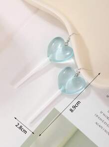 1 Đôi Bông Tai Trái Tim Polyresin Lollipop Thời Trang Dành Cho Phụ Nữ Để Trang Trí Hàng Ngày - Màu xanh nhạt - Xem 3