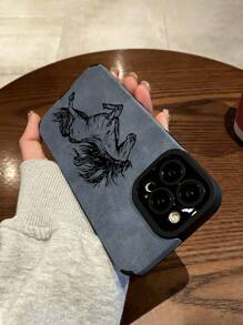 1件人造皮革紋理 TPU 馬繪圖手機殼，適用於 iPhone 11、12、13、14、12 Pro Max、13 Pro Max、15、15 Pro、15 Plus、15 Pro Max、16、16 Pro、16 Plus、16 Pro Max、A11、A12、A20S、A32、A50、A51、A52、A71、A73、S20 FE、S21、S22、A04、A13、A14、A24、A33、A34、A54 - 彩色 - 查看 4