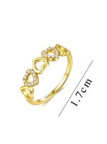 1 Miếng Đúng mốt & Thanh lịch Hình trái tim Màu bạc Nhẫn Với Nhiều mặt Sáng bóng Khối Zirconia  , Hoàn hảo Qủa tặng Đối với phụ nữ Đặc biệt Dịp Lễ cưới Hôn ước Trang sức cô dâu - Vàng - Xem 7