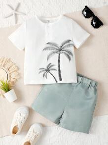 Toddler Boys Coconut Tree Print Tee & Shorts - Multicolor - View 1