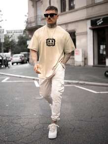 Men Expression Print Tee - Khaki - View 2