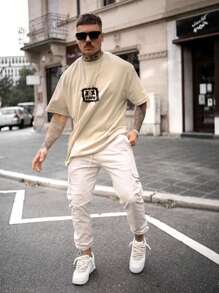 Men Expression Print Tee - Khaki - View 4
