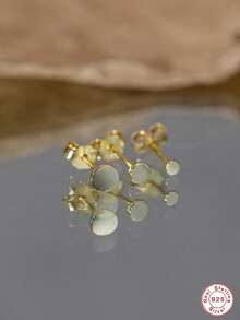 3入組/套時尚圓形銀耳釘適合女士日常裝飾