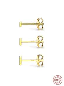 3入組/套時尚圓形銀耳釘適合女士日常裝飾