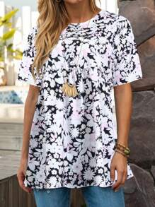 Allover Floral Print Blouse - Multicolor - View 1