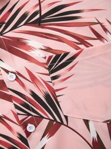 Manfinity RSRT Men Tropical Print One Pocket Front Shirt Without Tee - Coral Pink - View 5