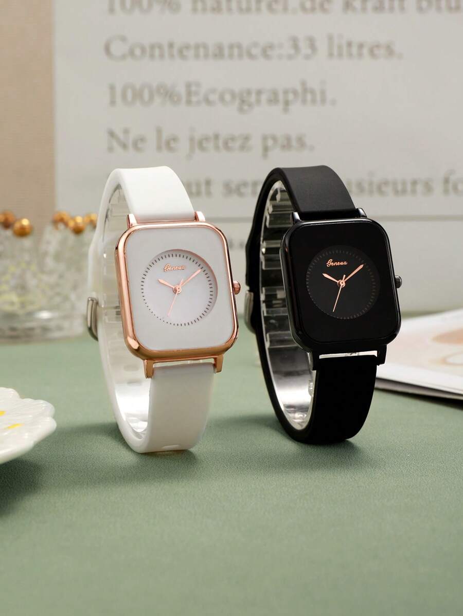 2pcs Couple Square Dial Quartz Watch