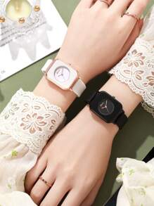 2pcs Couple Square Dial Quartz Watch