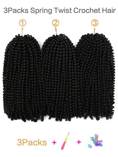 Spring Twist Hair 8-12 Zoll 3 Packungen Frühling Twist Crochet Haar Für Frauen, Spring Twist Braiding Haar Für Passion Twist Butterfly Locs Crochet Twist Short Crochet Braids Haar, Synthetische Faser Braiding Haarverlängerungen