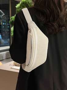 中号米色灯芯绒腰包，适合日常使用，母亲节送给妈妈的礼物