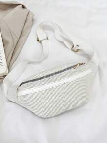 中号米色灯芯绒腰包，适合日常使用，母亲节送给妈妈的礼物