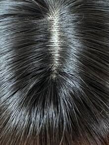 Peluca sintética largo recto con tupe - Marrón - Ver 6