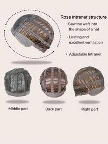 Peluca sintética largo recto con tupe - Marrón - Ver 7