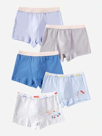 Toddler Boys 5pcs Cartoon Graphic Boxer Brief