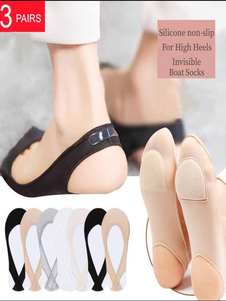 3pairs Women Hollow Out Fashionable Invisible Socks For Daily Decoration - Multicolor - View 1