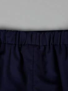 小男童前紐扣西裝外套和馬甲和褲子和領結 - 藏蓝色 - 查看 4