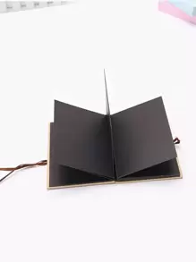 1pc Solid Color Photo Album, Creative Foldable Self Adhesive DIY Memory Book For Photo, Card Storage - Black - View 3