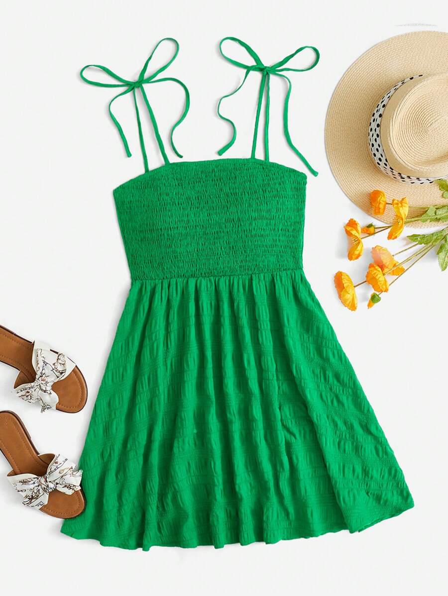 Soleia Robe À Fines Brides À Épaule Nouée À Nœud Dos-Nu - Vert - Voir 1