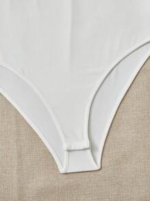 SHEIN EZwear 大碼素色繞頸露背連身背心 - 白色 - 查看 5