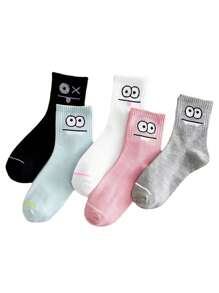 5雙表情圖案短襪