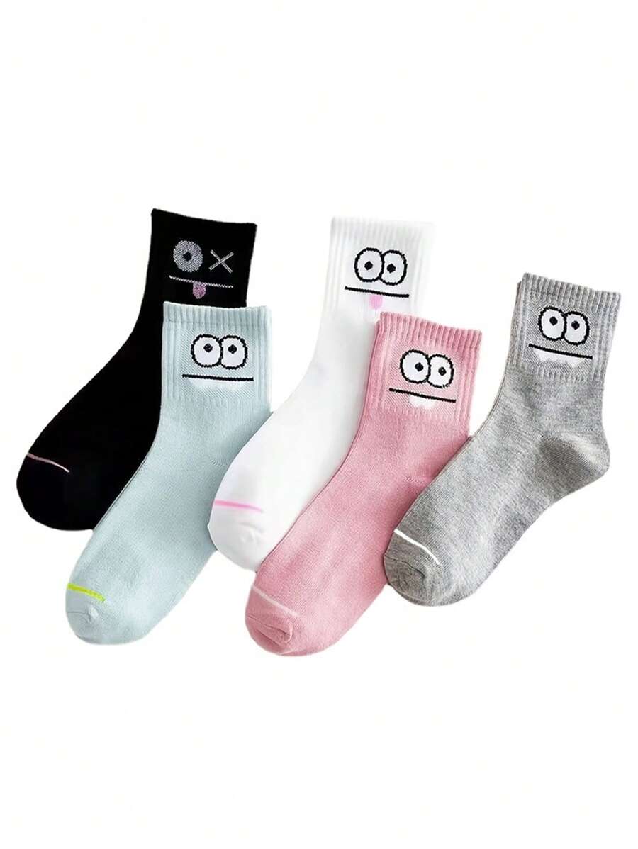 5雙表情圖案短襪