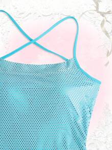 Sweetness Sequin Cami Dress With Arm Sleeves - Baby Blue - View 4