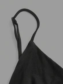 ROMWE PUNK Áo khoác và áo lót dành cho xe tăng nữ Lộ Lưng Cắt ra cắt màu trơn Gợi cảm - màu đen - Xem 3